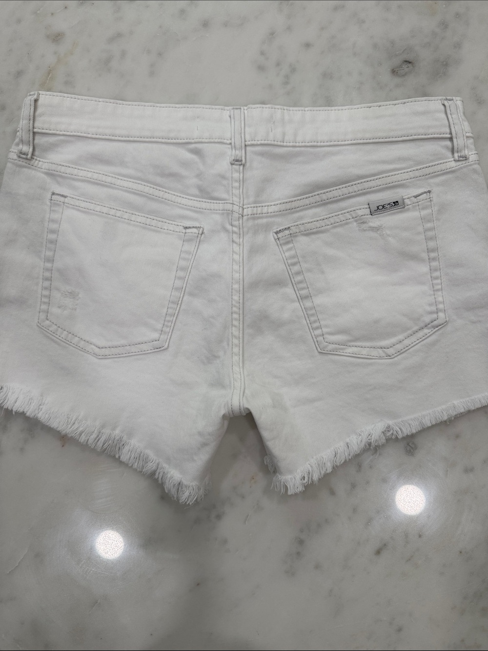 Joe's Jeans White Frayed Hem Denim Shorts
